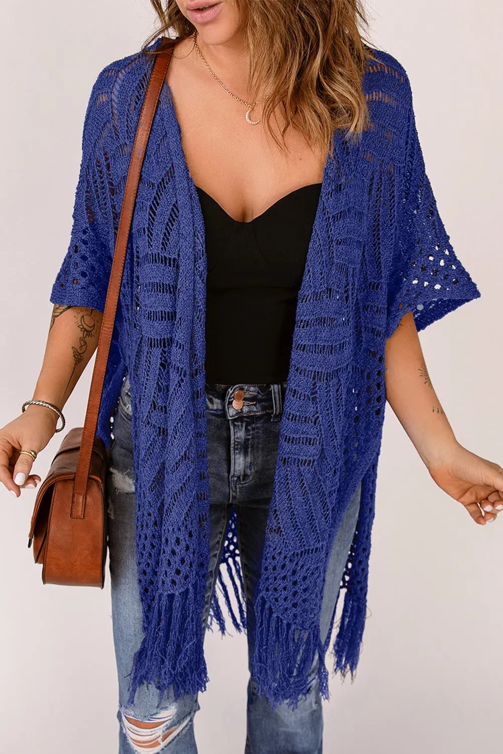 Open Front Cardigan with Fringes - GlossiChic CollectionBlazer & Cardigan