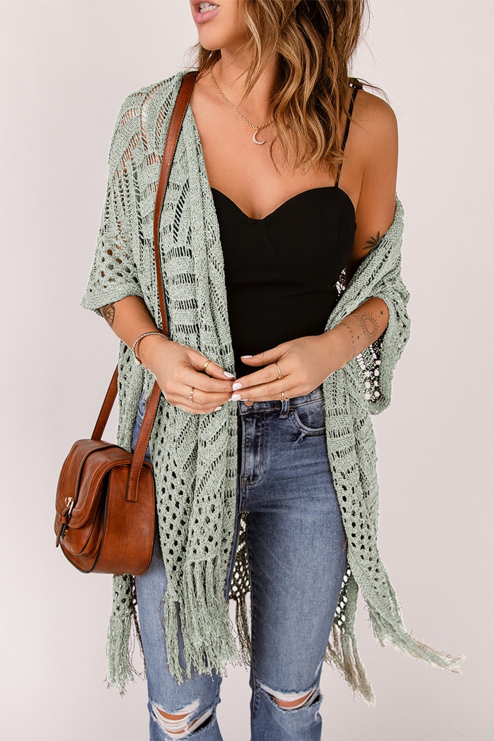 Open Front Cardigan with Fringes - GlossiChic CollectionBlazer & Cardigan