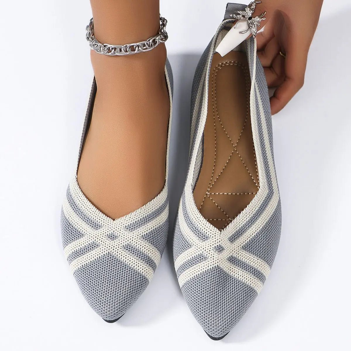 Open Toe Flats Slippers - GlossiChic Collection Light Gray / 37(US6) GlossiChic Collection Shoes