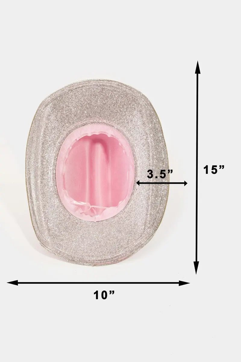 Pave Rhinestone Trim Faux Suede Hat - GlossiChic CollectionBelts & Hats