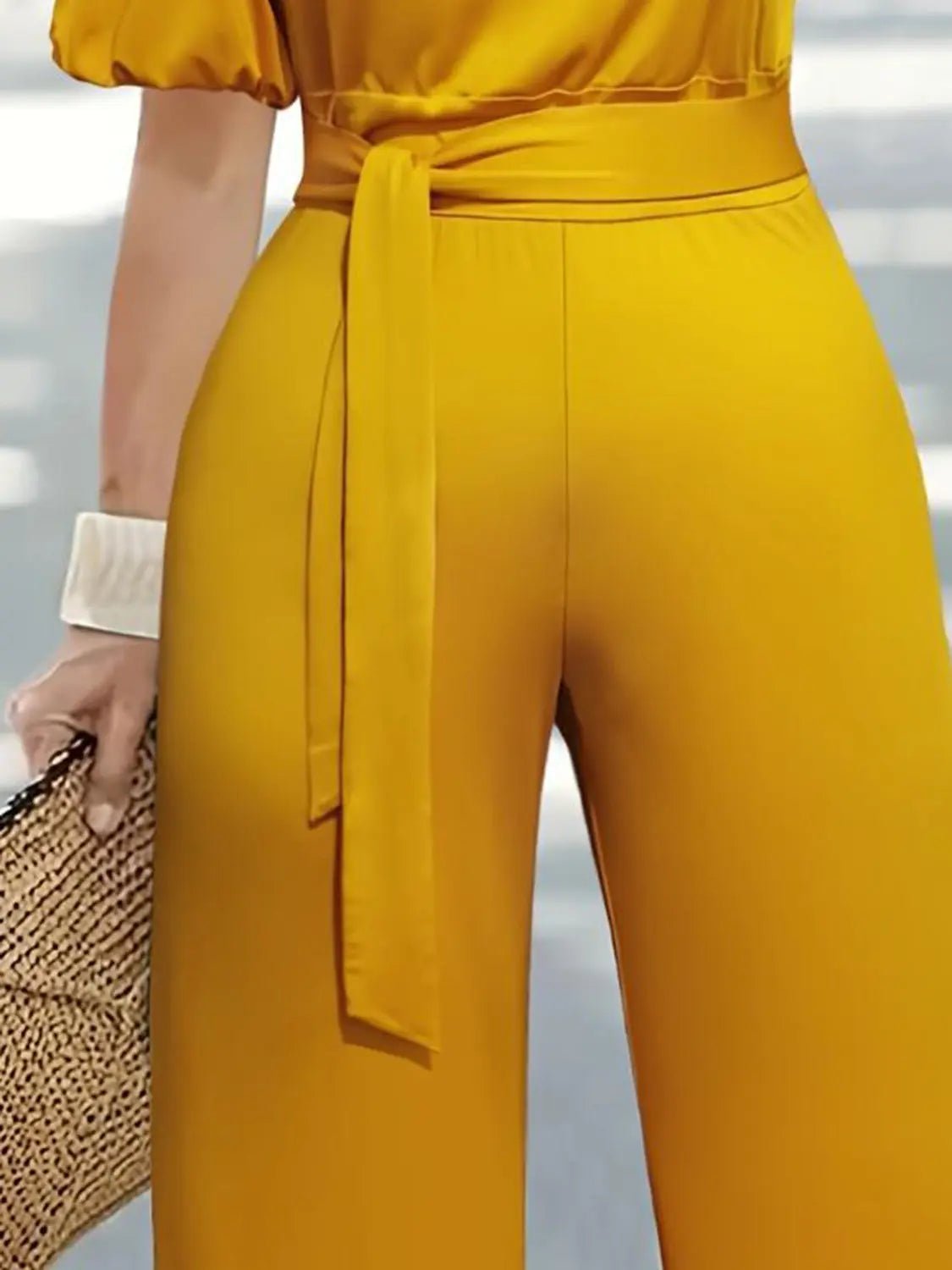 Plus Size Single Shoulder Tie Waist Jumpsuit - GlossiChic CollectionJumpers & Rompers