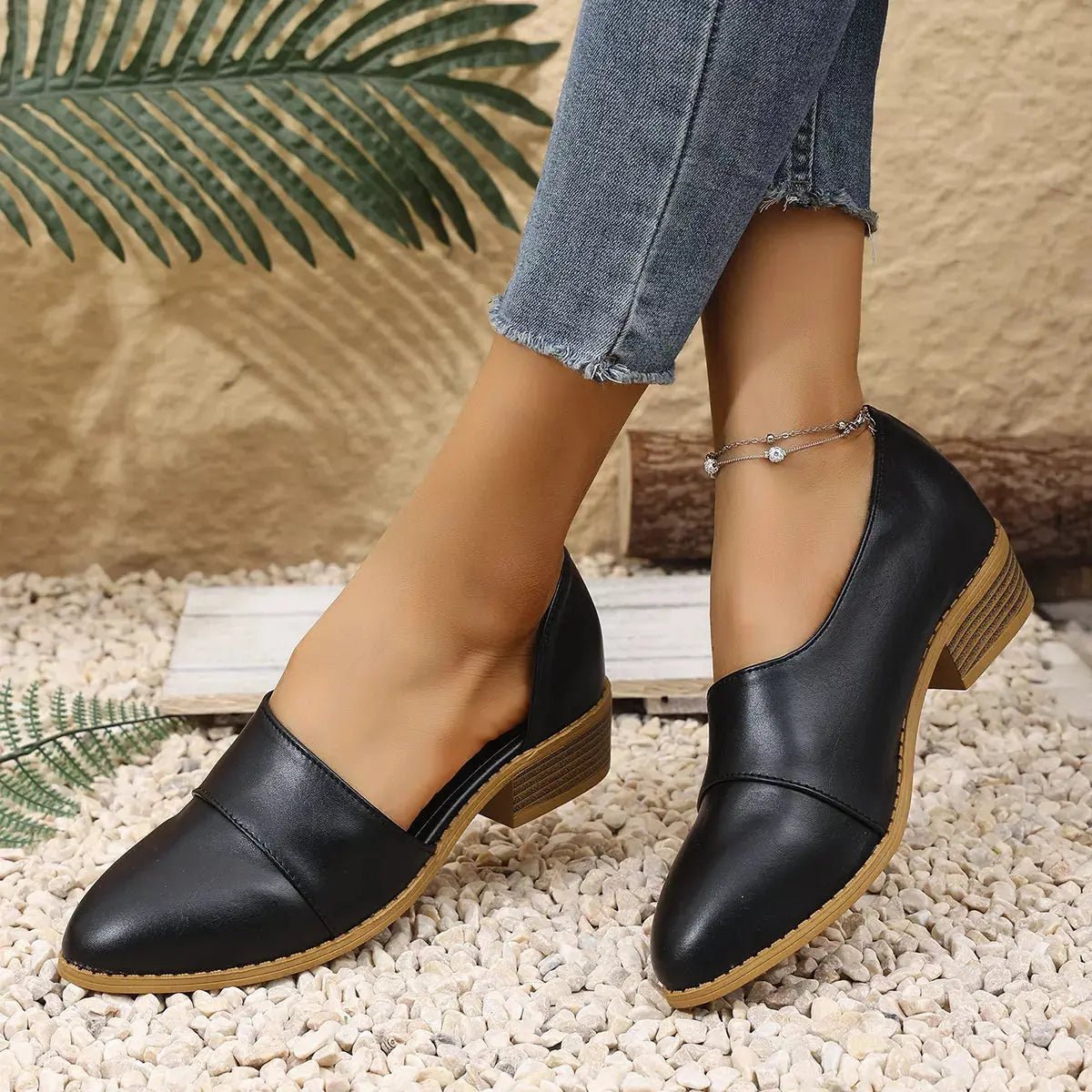 Point Toe Block Heels Loafers - GlossiChic CollectionShoes