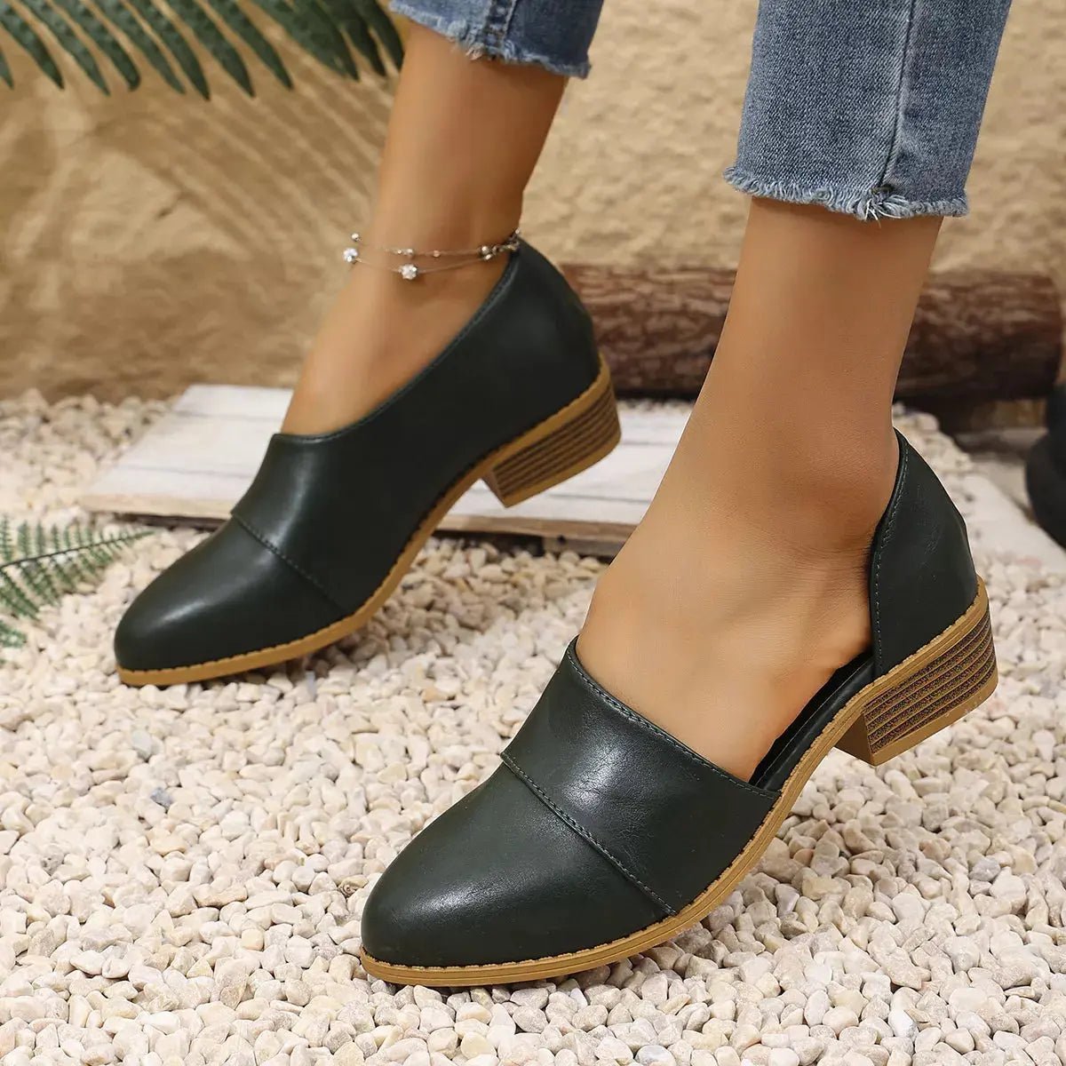 Point Toe Block Heels Loafers - GlossiChic CollectionShoes