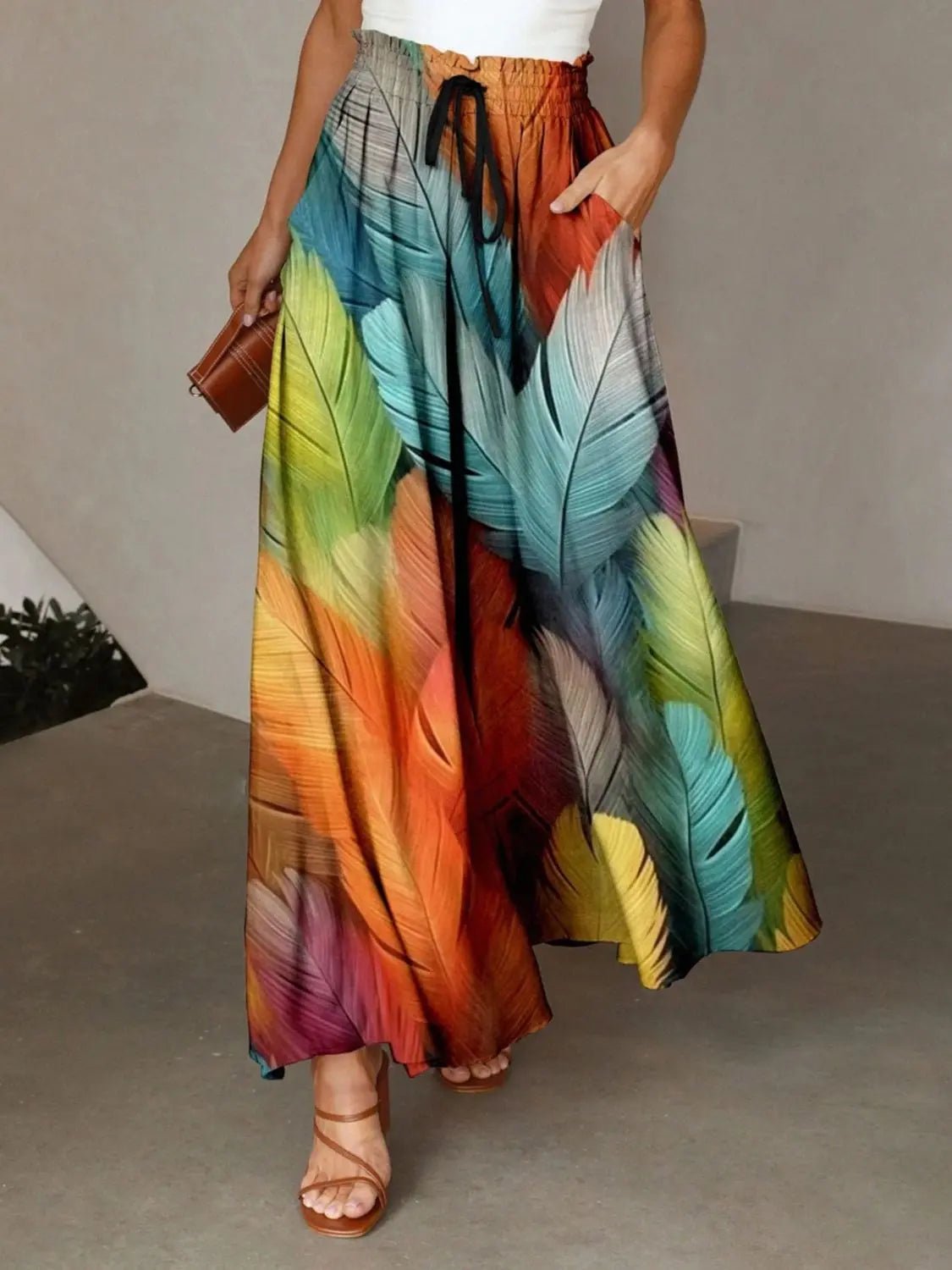 Printed Maxi Skirt with Pockets - GlossiChic Collection Multicolor / S GlossiChic Collection Dresses