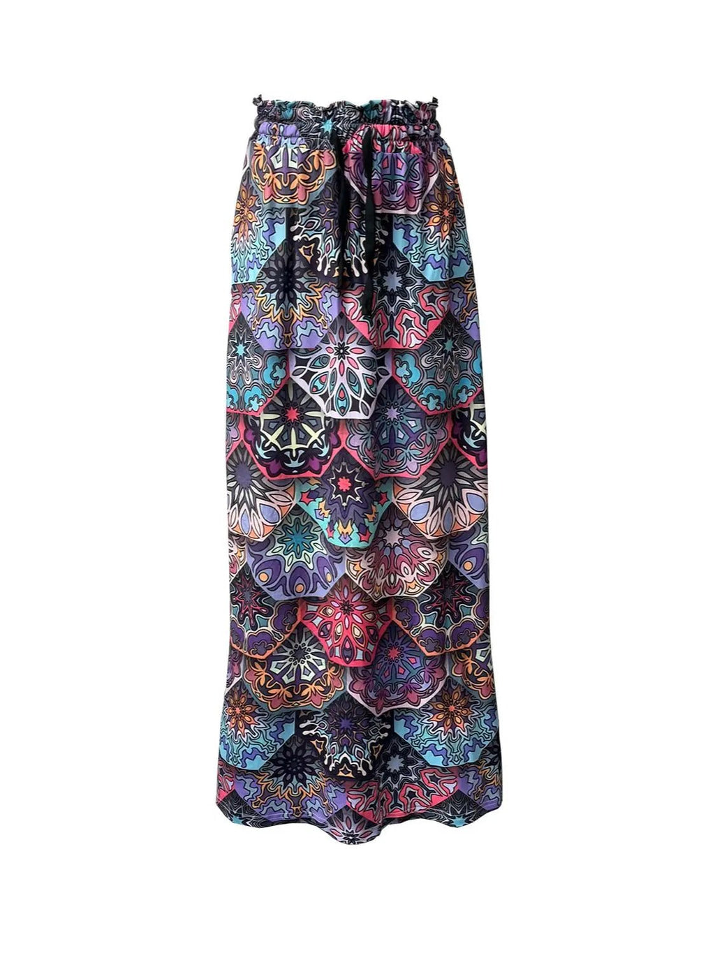 Printed Maxi Skirt with Pockets - GlossiChic Collection Multicolor / S GlossiChic Collection Dresses