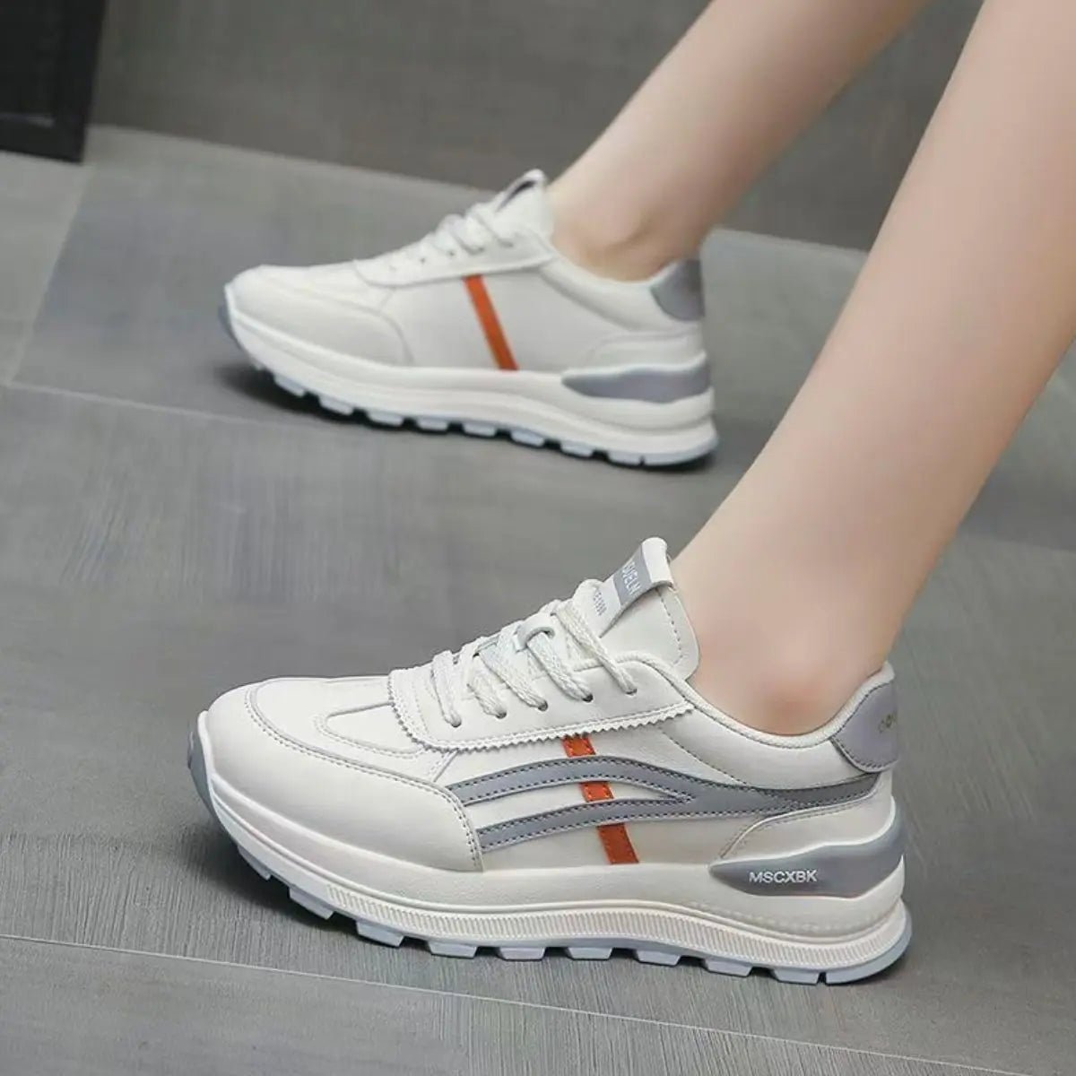 Round Toe Lace-Up Athletic - GlossiChic Collection Khaki / 38(US7) GlossiChic Collection Shoes