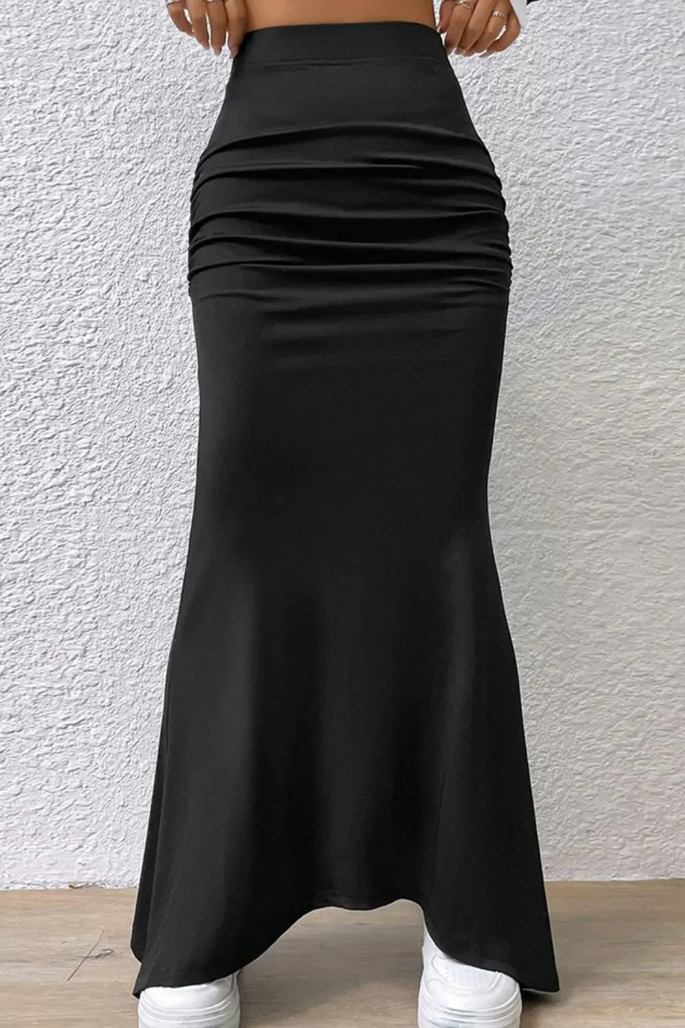 Ruched Maxi Trumpet Skirt - GlossiChic Collection Black / S GlossiChic Collection Dresses