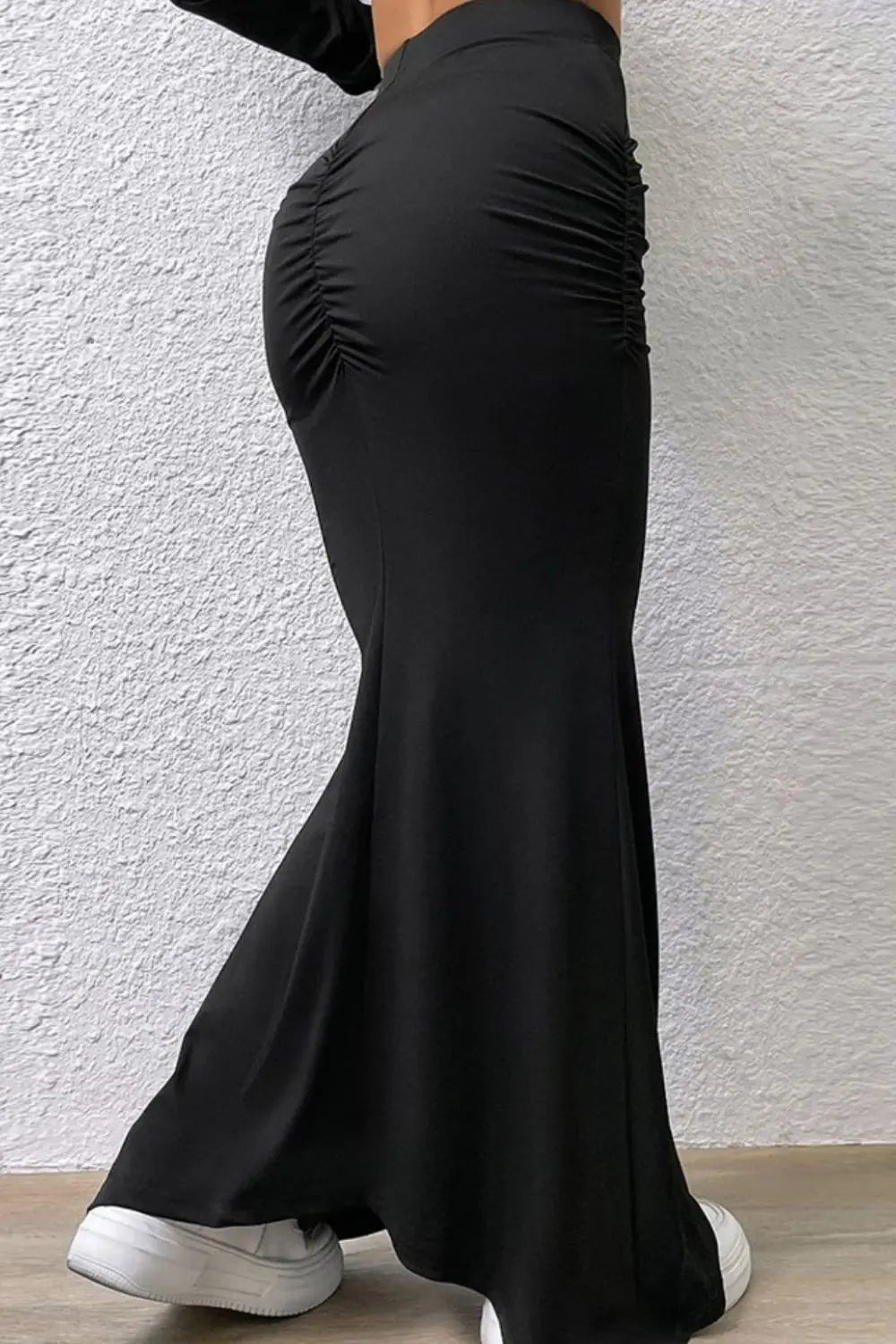 Ruched Maxi Trumpet Skirt - GlossiChic Collection Black / S GlossiChic Collection Dresses