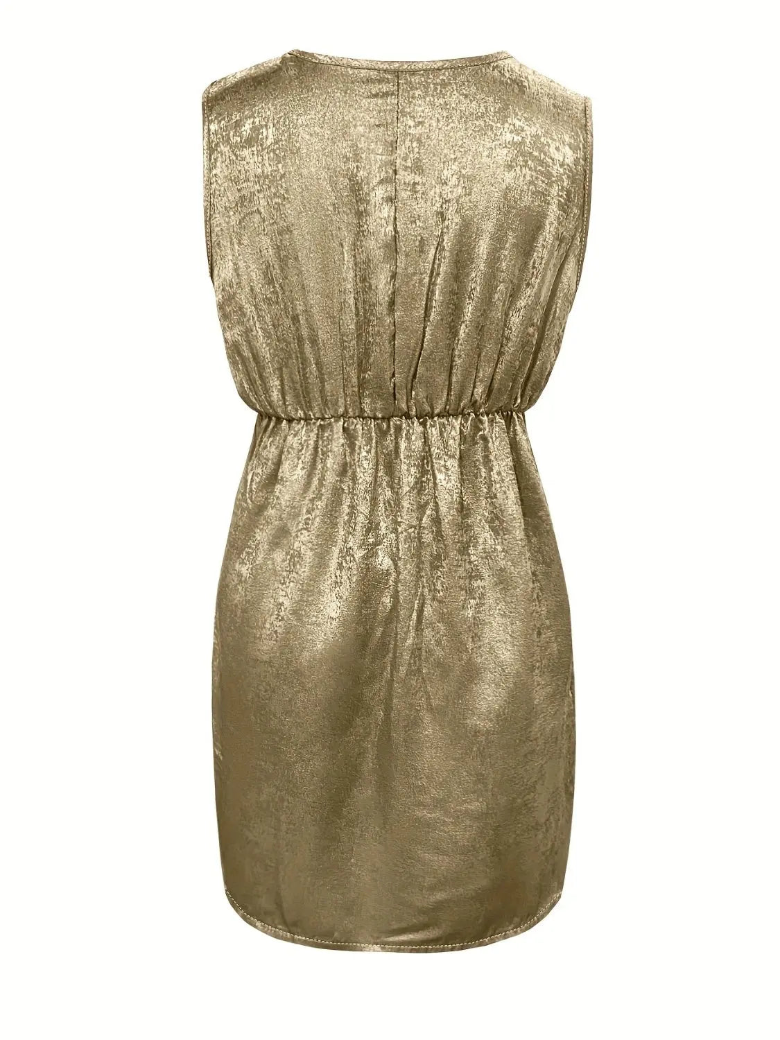 Ruched Surplice Sleeveless Mini Dress - GlossiChic Collection Gold / S GlossiChic Collection Dresses