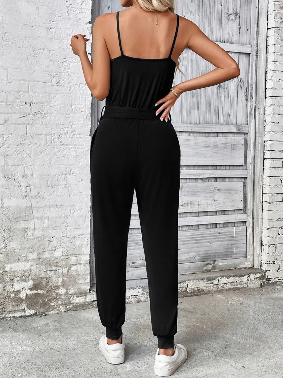 Scoop Neck Tie Waist Jumpsuit - GlossiChic CollectionJumpers & Rompers