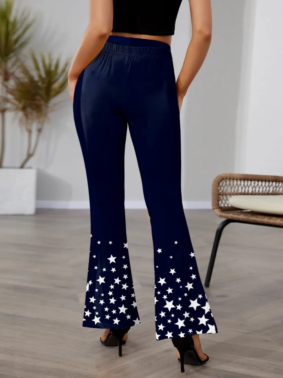 Star Elastic Waist Bootcut Pants - GlossiChic CollectionJeans, Pants, & Shorts