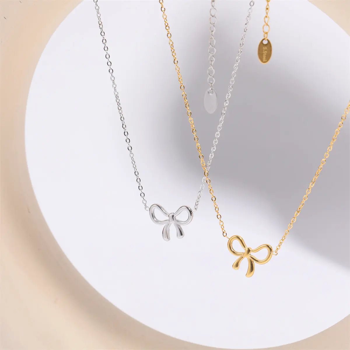 Titanium Steel Bow Pendant Necklace - GlossiChic Collection Gold / One Size GlossiChic Collection jewelry