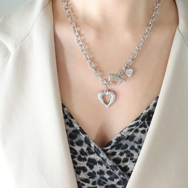 Titanium Steel Heart Pendant Necklace - GlossiChic Collectionjewelry