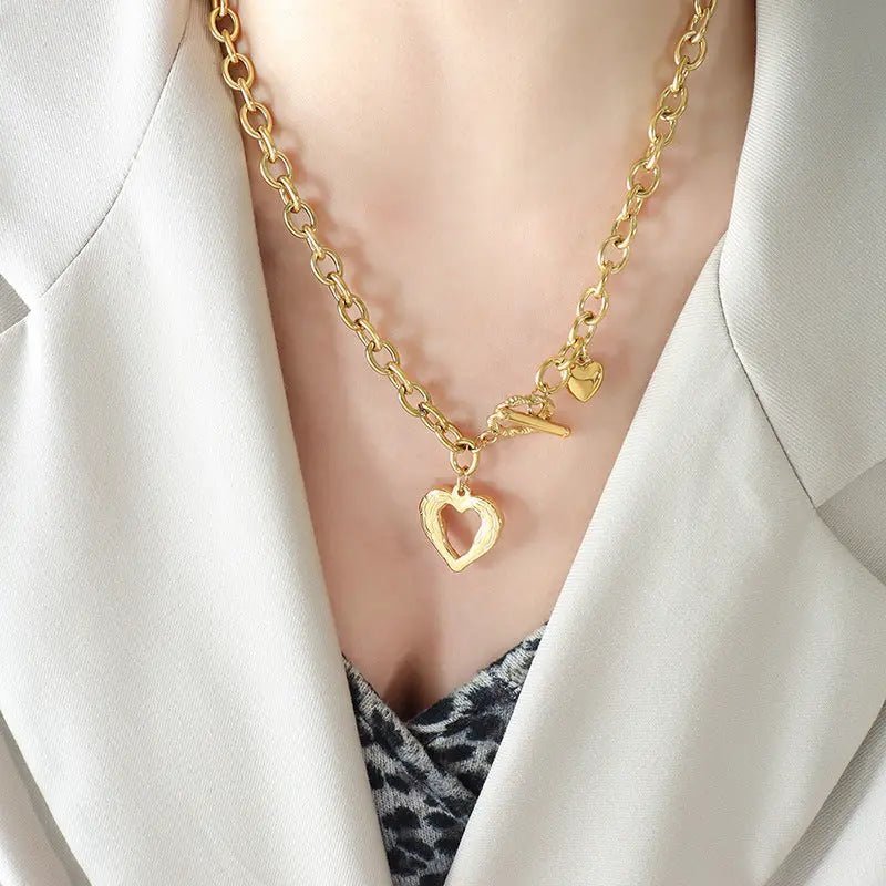 Titanium Steel Heart Pendant Necklace - GlossiChic Collectionjewelry