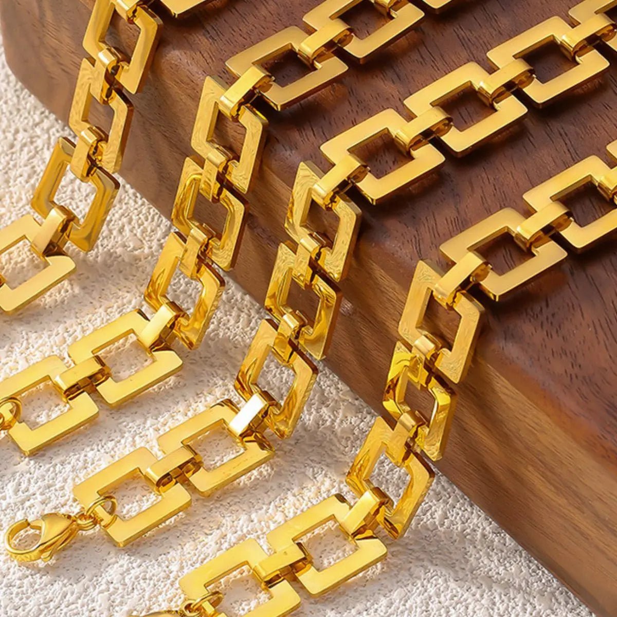 Titanium Steel Hollow Square Chain Bracelet - GlossiChic Collection Gold / One Size GlossiChic Collection Bracelets