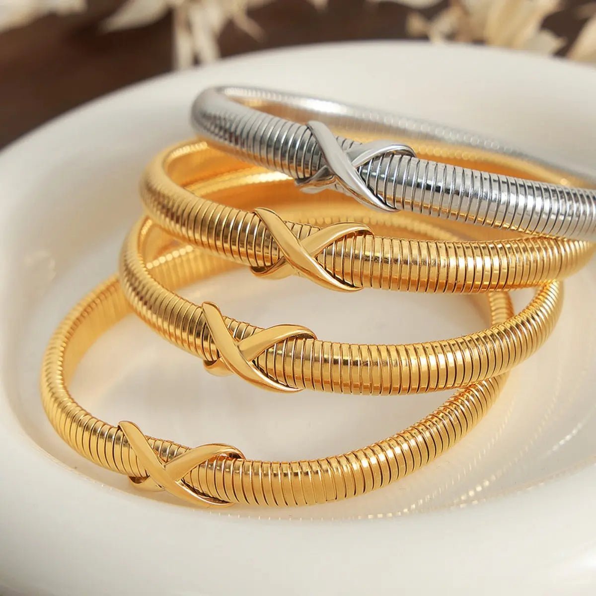 Titanium Steel Spring Shape Bracelet - GlossiChic Collection Gold / One Size GlossiChic Collection Bracelets