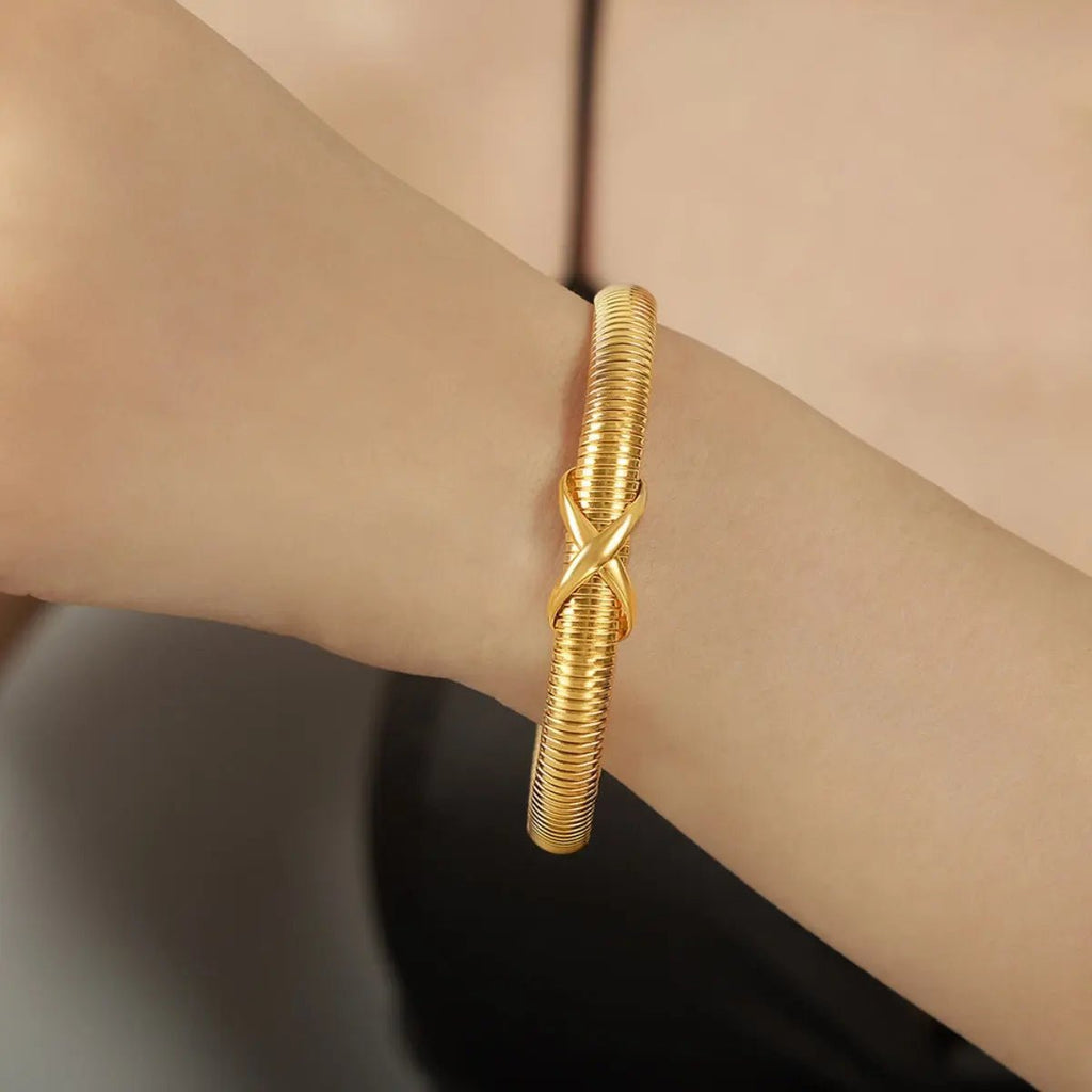 Titanium Steel Spring Shape Bracelet - GlossiChic Collection Gold / One Size GlossiChic Collection Bracelets
