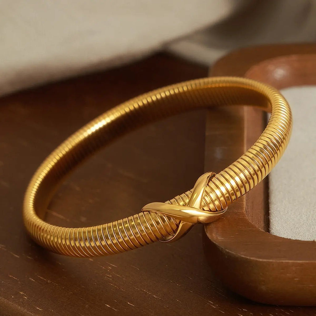 Titanium Steel Spring Shape Bracelet - GlossiChic Collection Gold / One Size GlossiChic Collection Bracelets