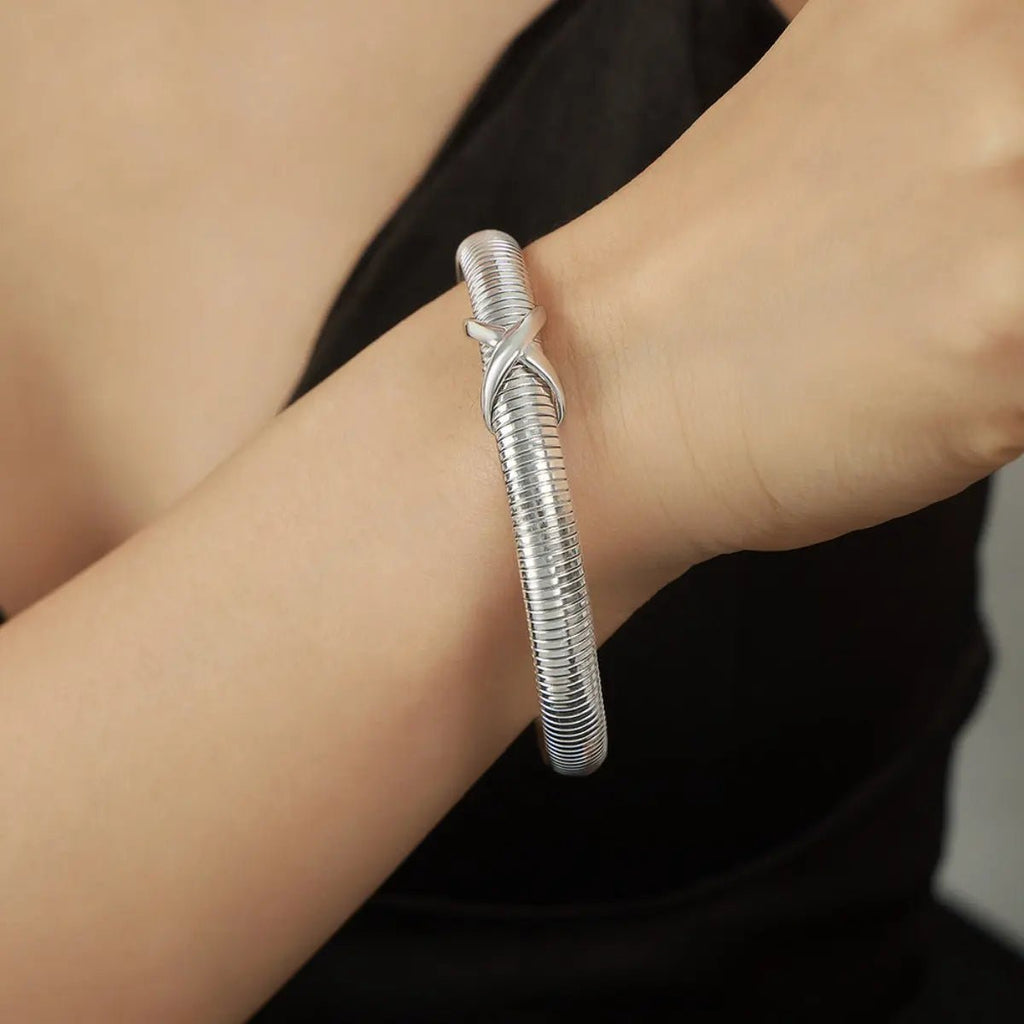Titanium Steel Spring Shape Bracelet - GlossiChic Collection Silver / One Size GlossiChic Collection Bracelets