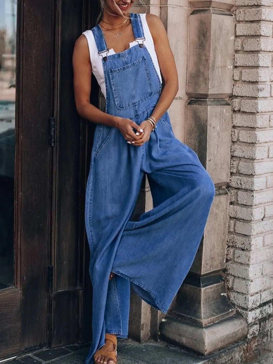 Wide Leg Denim Overalls - GlossiChic CollectionJumpers & Rompers