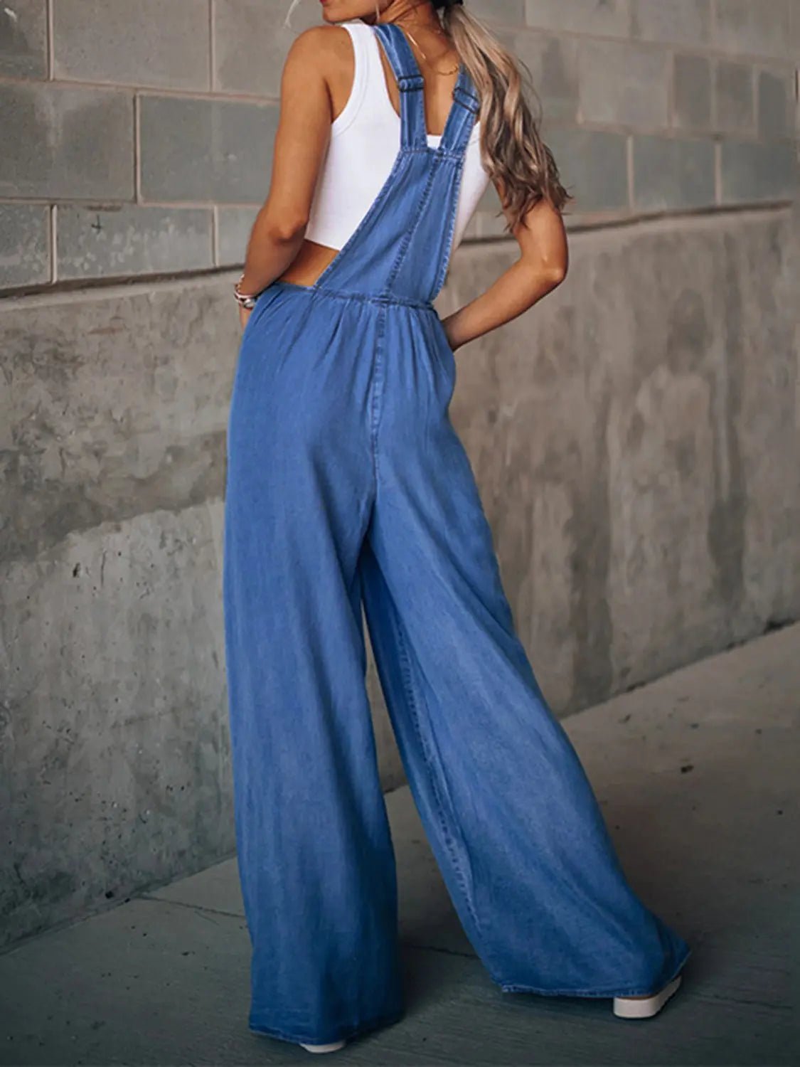 Wide Leg Denim Overalls - GlossiChic CollectionJumpers & Rompers