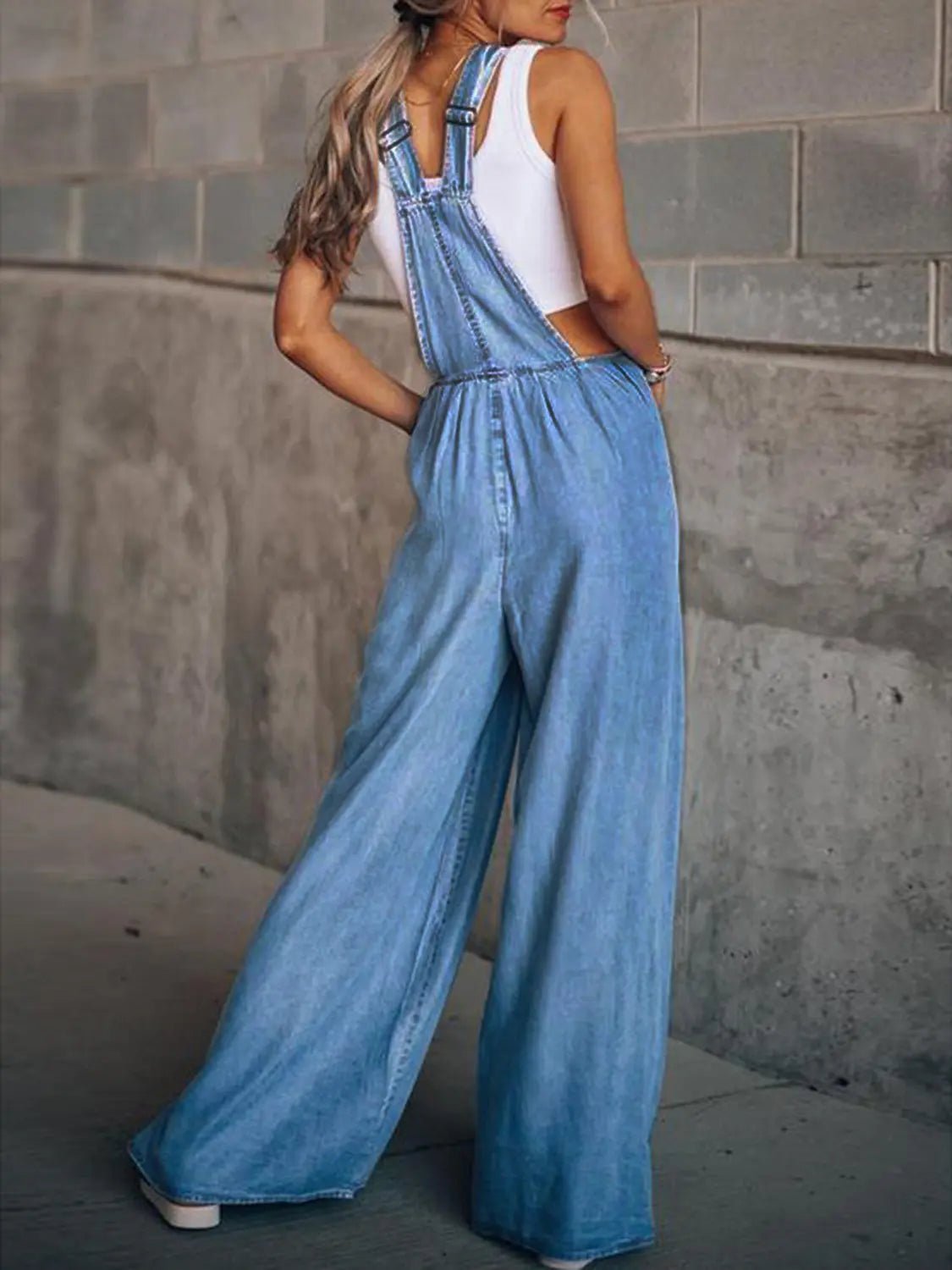 Wide Leg Denim Overalls - GlossiChic CollectionJumpers & Rompers