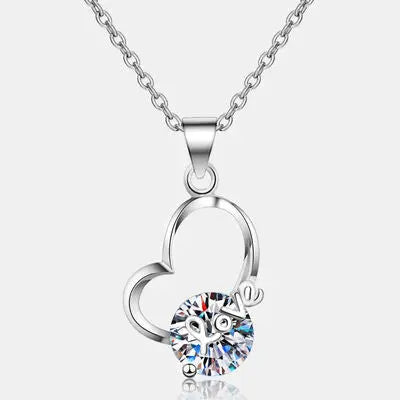 2 Carat Moissanite Heart 925 Sterling Silver Necklace - GlossiChic Collection Silver / One Size GlossiChic Collection jewelry