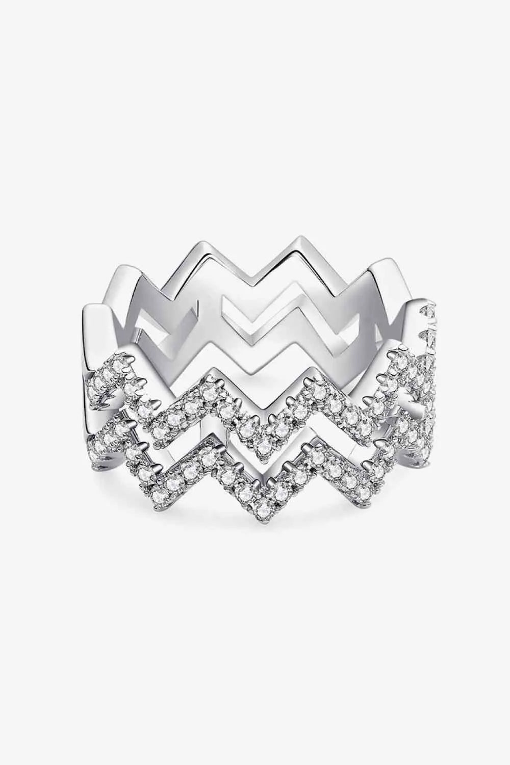 Moissanite Zigzag Stacking Rings - GlossiChic Collection Silver / 4.5 GlossiChic Collection jewelry