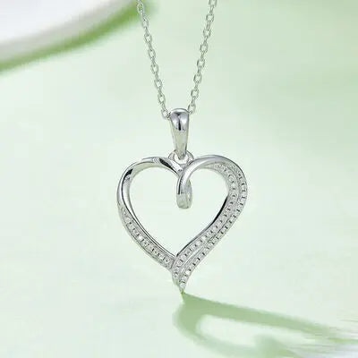 Moissanite 925 Sterling Silver Heart Shape Necklace - GlossiChic Collection Silver / One Size GlossiChic Collection jewelry