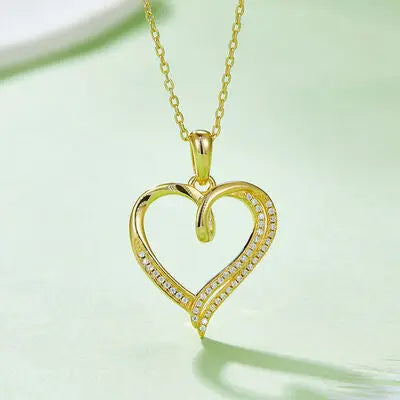 Moissanite 925 Sterling Silver Heart Shape Necklace - GlossiChic Collection Gold / One Size GlossiChic Collection jewelry