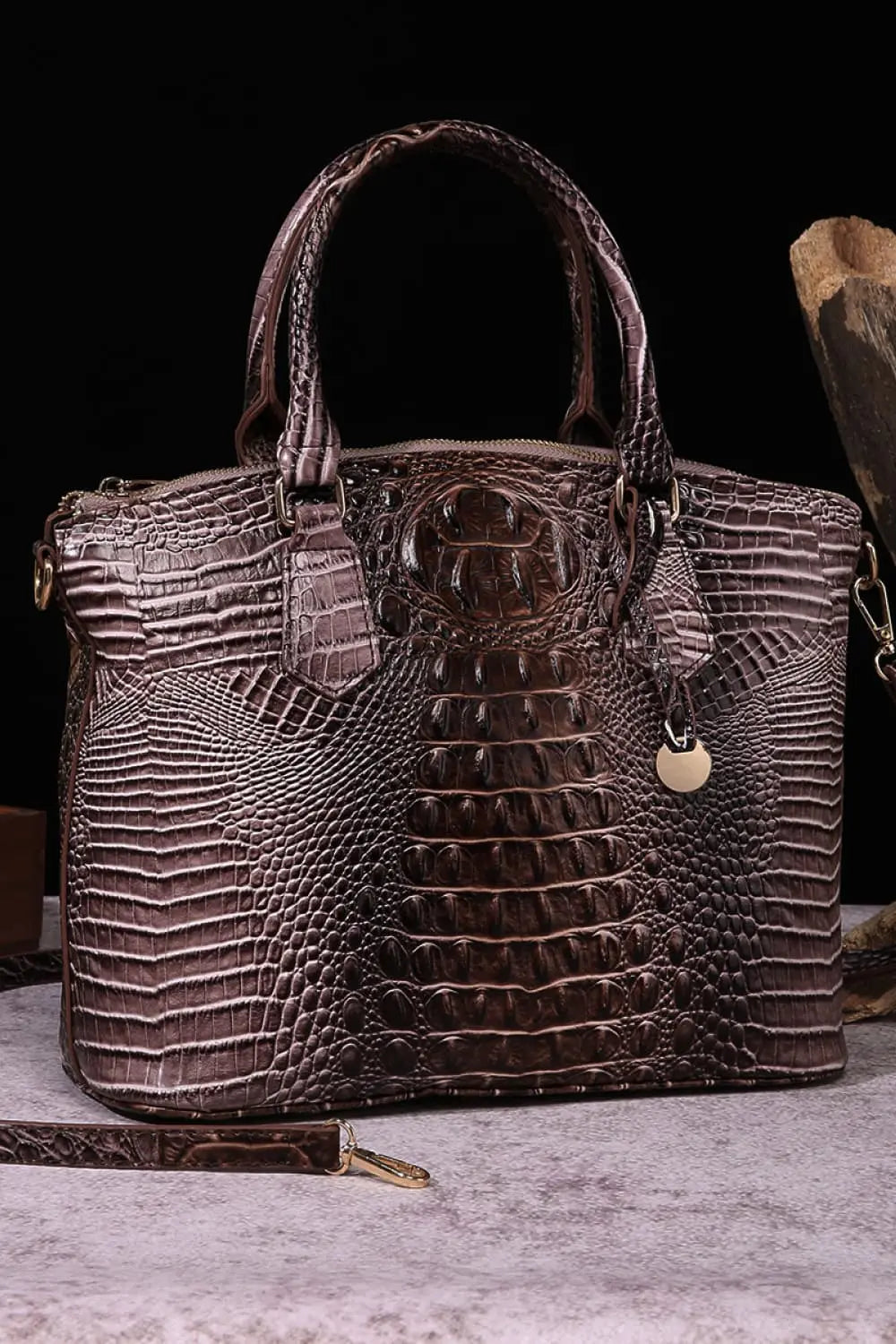 Gradient PU Leather Handbag - GlossiChic Collection Chocolate / One Size GlossiChic Collection handbags