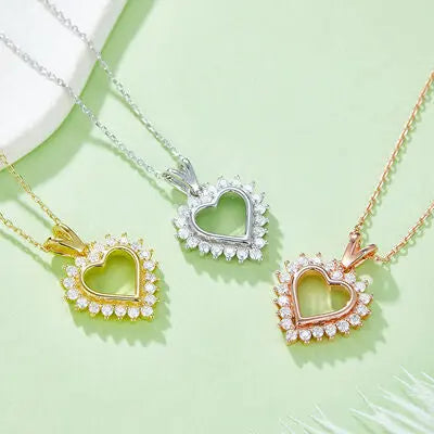Moissanite 925 Sterling Silver Heart Pendant Necklace - GlossiChic Collection Gold / One Size GlossiChic Collection jewelry