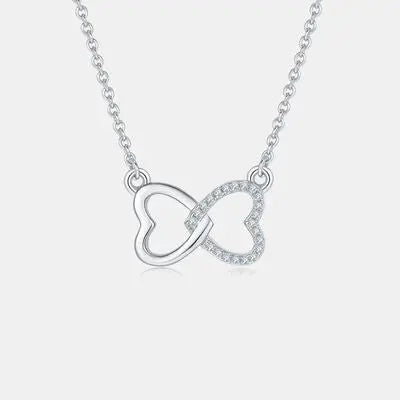 Moissanite 925 Sterling Sliver Heart Bow Necklace - GlossiChic Collection Gold / One Size GlossiChic Collection jewelry