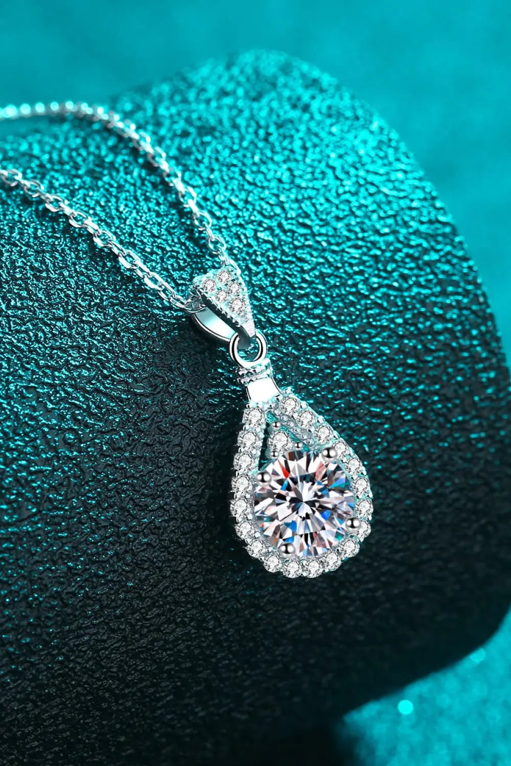 2 Carat Moissanite Teardrop Pendant 925 Sterling Silver Necklace - GlossiChic Collection Silver / One Size GlossiChic Collection jewelry