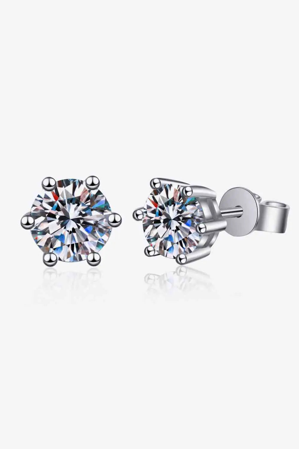 Moissanite Stud Earrings - GlossiChic Collection Silver / One Size GlossiChic Collection jewelry