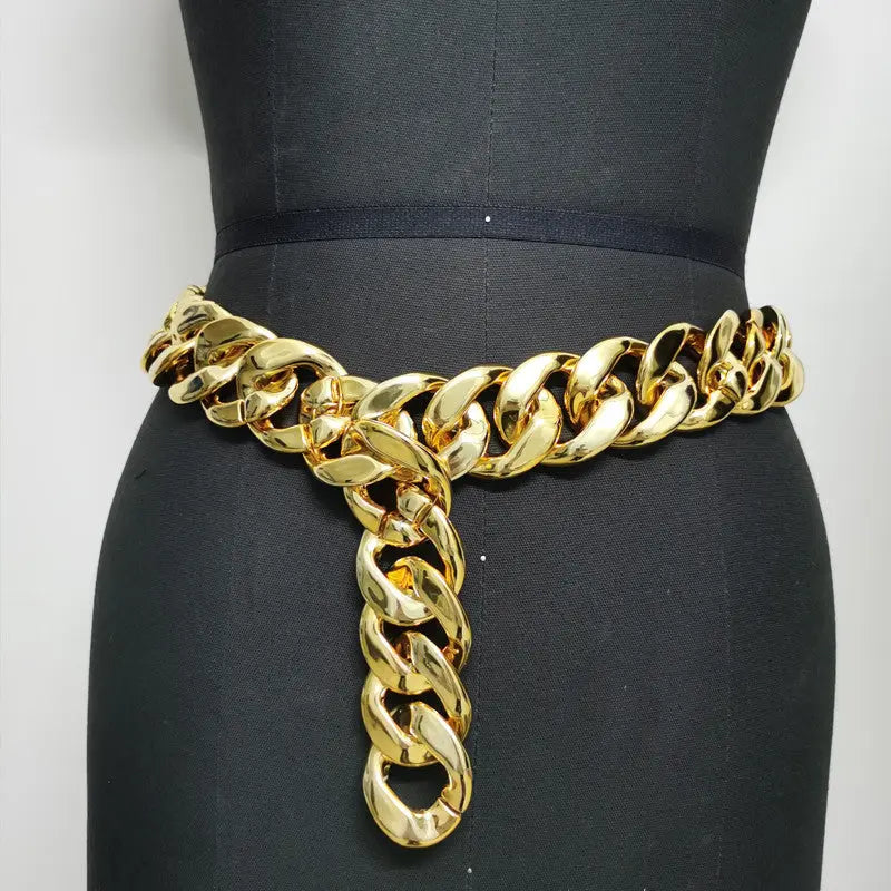 Simple And Versatile Chain Belt - GlossiChic Collection Gold GlossiChic Collection Belts & Hats