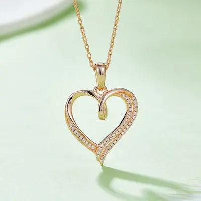 Moissanite 925 Sterling Silver Heart Shape Necklace - GlossiChic Collection Rose Gold / One Size GlossiChic Collection jewelry