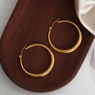 18K Gold - Plated Titanium Steel Hoop Earrings - GlossiChic Collectionjewelry