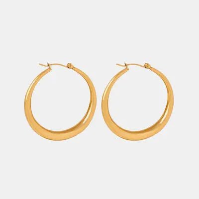18K Gold - Plated Titanium Steel Hoop Earrings - GlossiChic Collectionjewelry