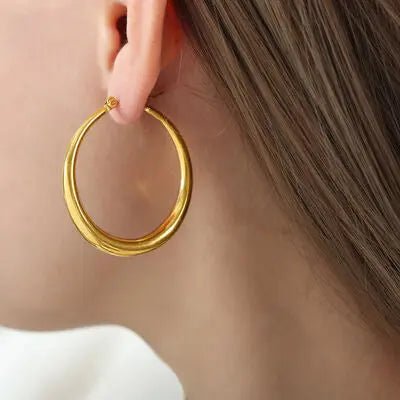 18K Gold - Plated Titanium Steel Hoop Earrings - GlossiChic Collectionjewelry