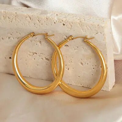 18K Gold - Plated Titanium Steel Hoop Earrings - GlossiChic Collectionjewelry