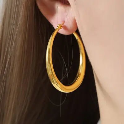 18K Gold - Plated Titanium Steel Hoop Earrings - GlossiChic Collectionjewelry