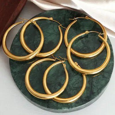 18K Gold - Plated Titanium Steel Hoop Earrings - GlossiChic Collectionjewelry