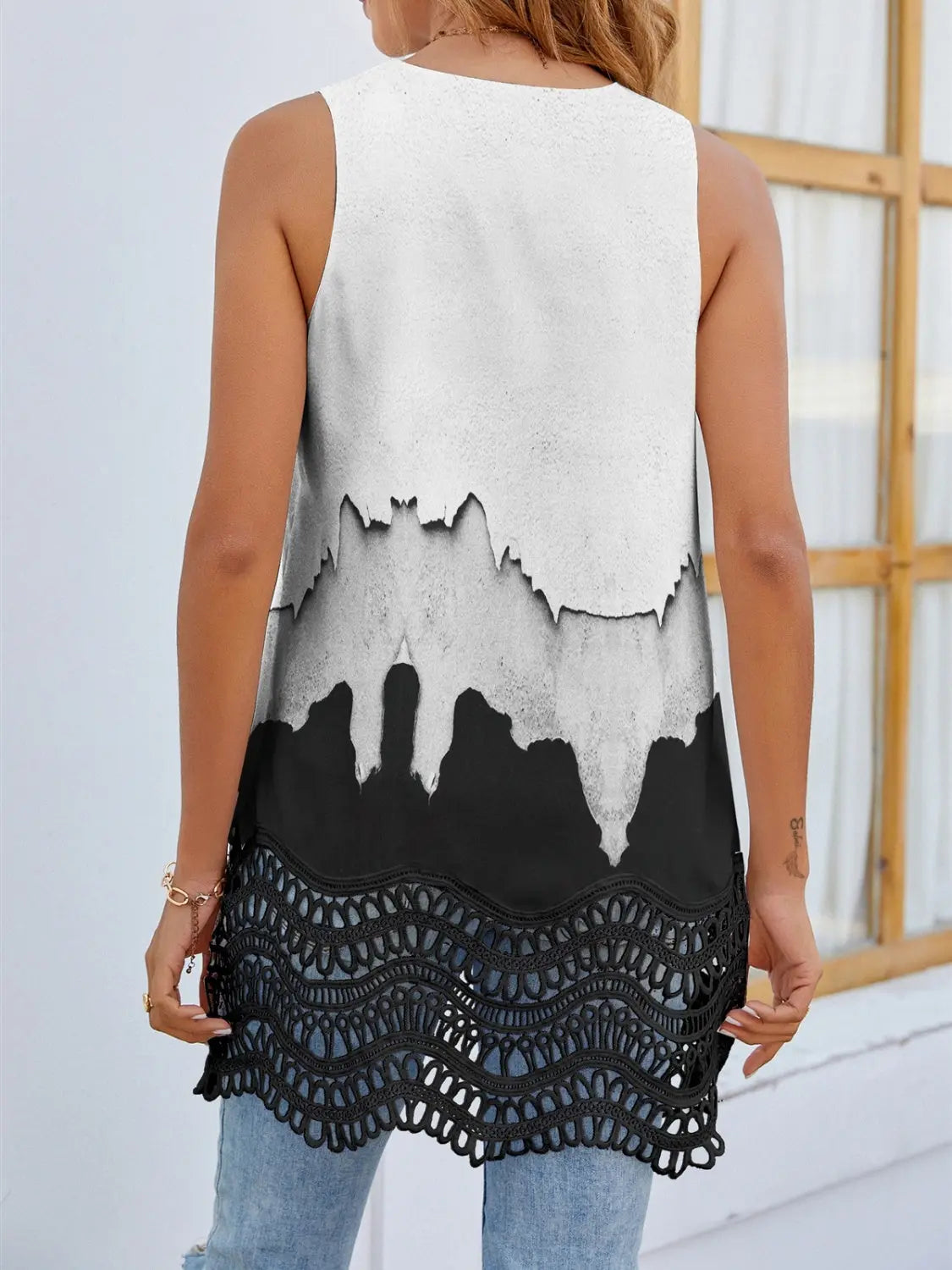 Printed V-Neck Tank - GlossiChic Collection Black / S GlossiChic Collection Shirts & Tops