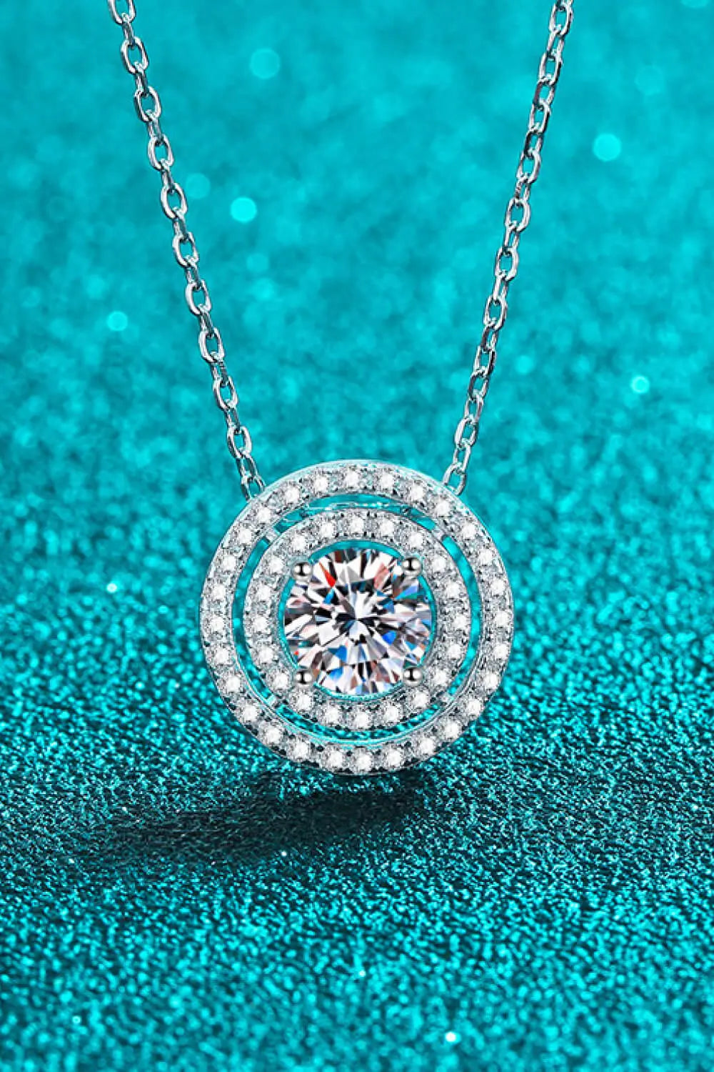 Moissanite Round Pendant Rhodium-Plated Necklace - GlossiChic Collection Silver / One Size GlossiChic Collection jewelry