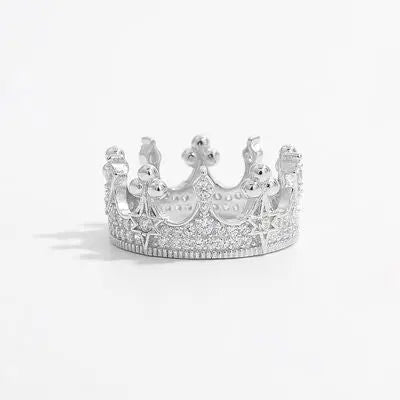 Crown Shape Zircon 925 Sterling Silver Ring - GlossiChic Collection Silver / 6 GlossiChic Collection jewelry