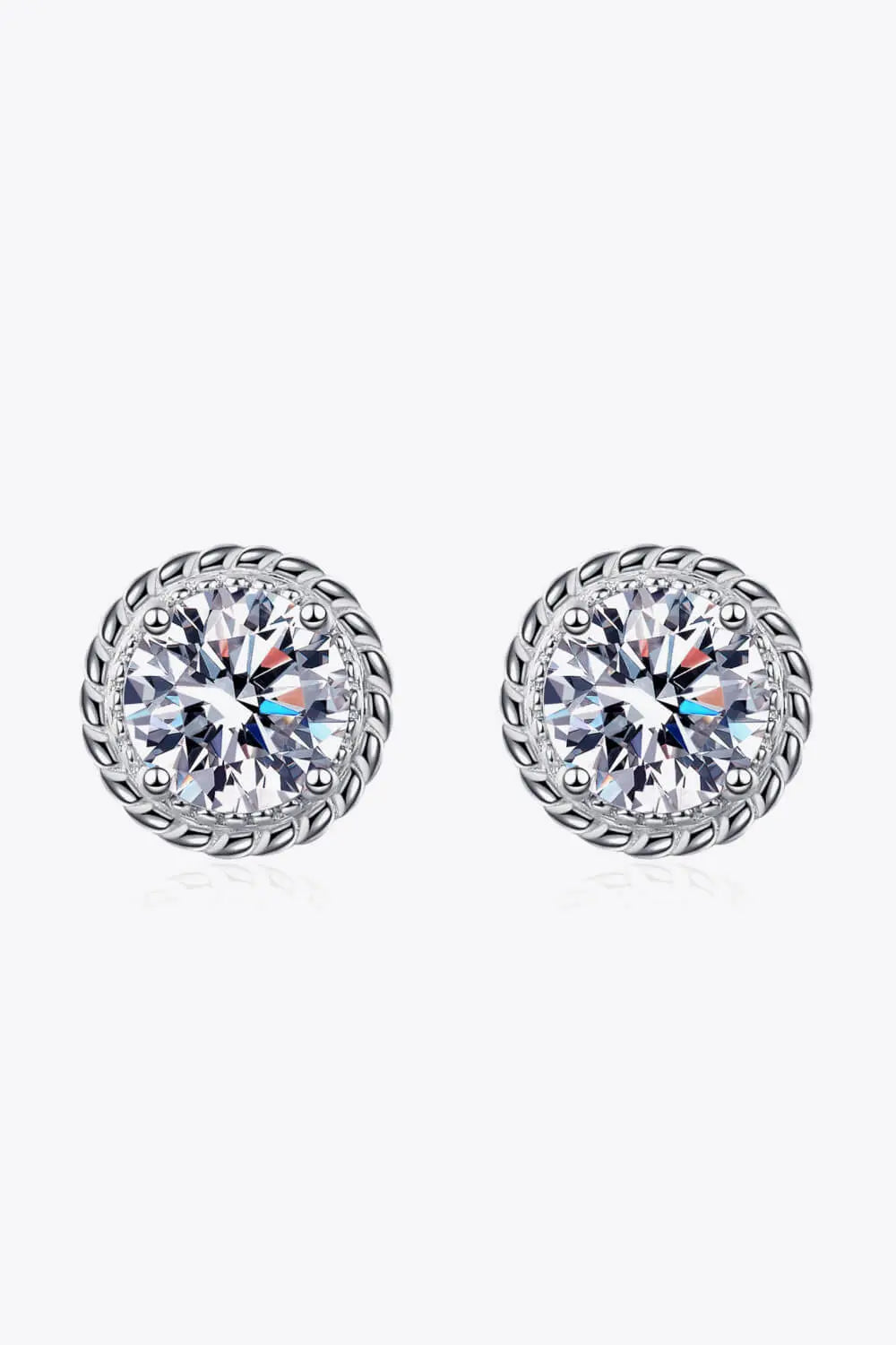 1 Carat Moissanite 925 Sterling Silver Round Stud Earrings - GlossiChic Collection Silver / One Size GlossiChic Collection Earrings