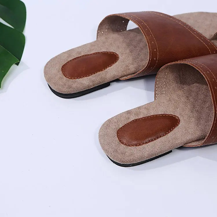 Retro Flat Bottom Casual Sandals - GlossiChic Collection Dark Brown / 35 GlossiChic Collection Shoes & Accessories