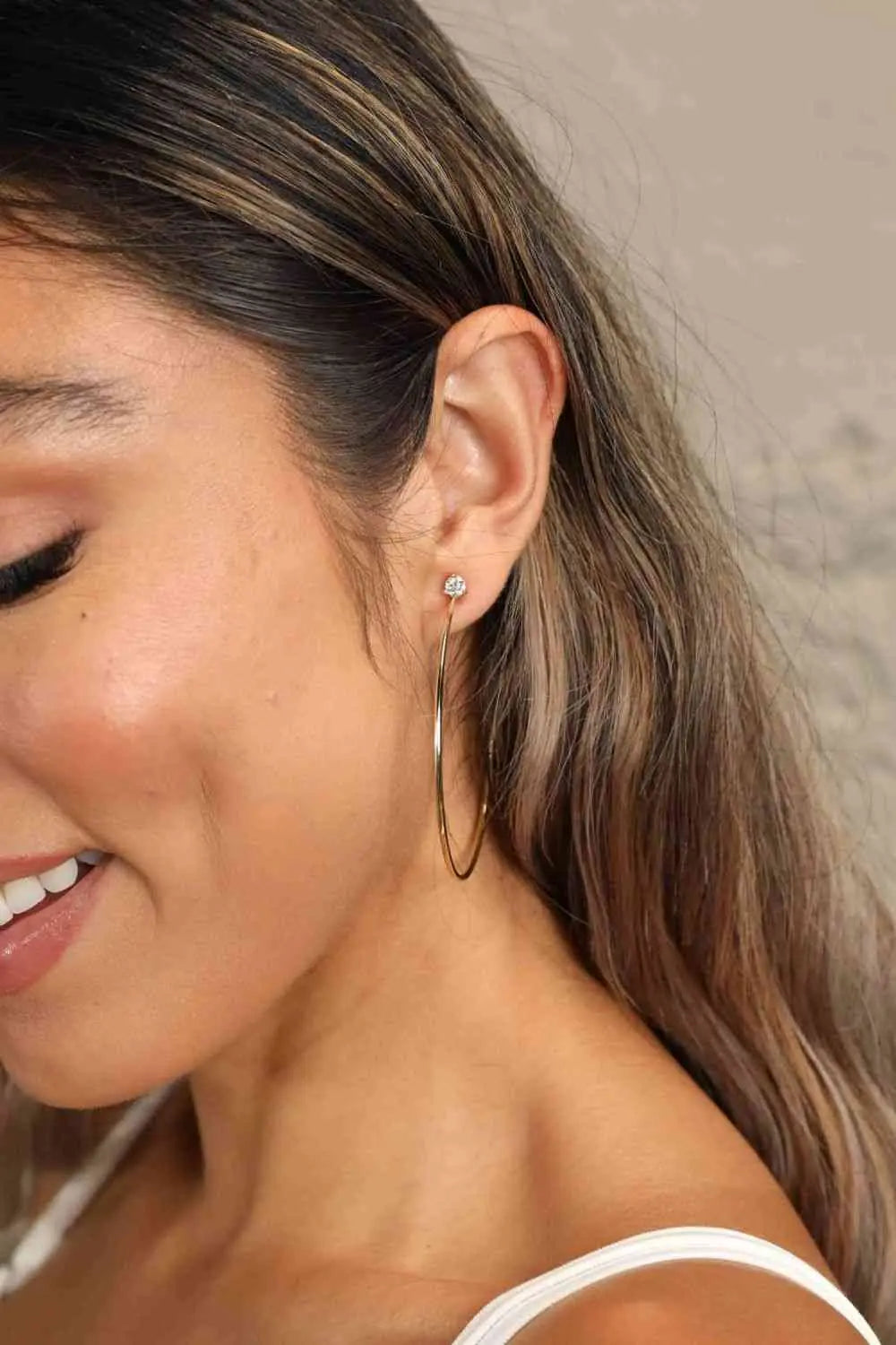 925 Sterling Silver Moissanite Hoop Earrings - GlossiChic Collection Gold / One Size GlossiChic Collection jewelry