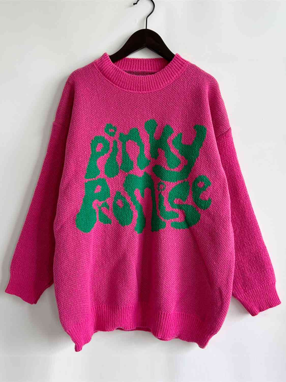 PINKY PROMISE Graphic Sweater - GlossiChic Collection Deep Rose / S GlossiChic Collection apparel